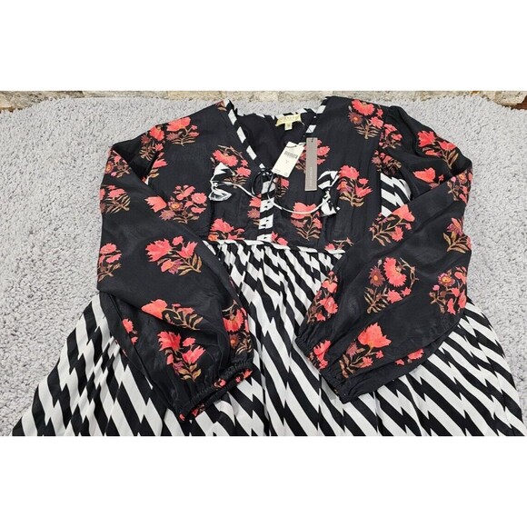 Nikasha Anthropologie Maxi Dress Tiered Floral Boho Maximalist Whimsy Goth Small - Picture 15 of 16